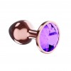 Пробка цвета розового золота с фиолетовым кристаллом Diamond Amethyst Shine L - 8,3 см. фото 2 — pink-kiss