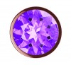 Пробка цвета розового золота с фиолетовым кристаллом Diamond Amethyst Shine L - 8,3 см. фото 3 — pink-kiss