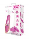 Розовый ротационный жезловый вибратор с двумя насадками 360° Spinning Head Wand Massager Set фото 2 — pink-kiss