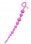 Розовая силиконовая анальная цепочка Long Sweety - 34 см. фото 1 — pink-kiss