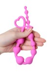 Розовая силиконовая анальная цепочка Long Sweety - 34 см. фото 3 — pink-kiss