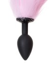 Черная анальная втулка с бело-розовым хвостиком - размер S фото 8 — pink-kiss