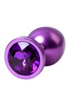 Фиолетовый анальный плаг с кристаллом фиолетового цвета - 8,2 см. фото 5 — pink-kiss