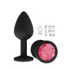 Чёрная анальная втулка с малиновым кристаллом - 7,3 см. фото 1 — pink-kiss
