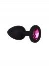 Чёрная анальная втулка с малиновым кристаллом - 7,3 см. фото 5 — pink-kiss