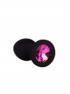 Чёрная анальная втулка с малиновым кристаллом - 7,3 см. фото 6 — pink-kiss