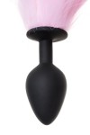 Черная анальная втулка с бело-розовым хвостом - размер M фото 7 — pink-kiss