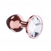 Пробка цвета розового золота с прозрачным кристаллом Diamond Moonstone Shine L - 8,3 см. фото 2 — pink-kiss