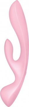 Розовый двусторонний вибратор-кролик Triple Oh фото 3 — pink-kiss