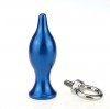 Синяя металлическая анальная пробка с кольцом - 7 см. фото 2 — pink-kiss