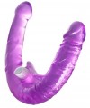 Фиолетовый двухсторонний фаллоимитатор с вибропулей - 35 см. фото 1 — pink-kiss
