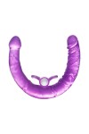Фиолетовый двухсторонний фаллоимитатор с вибропулей - 35 см. фото 2 — pink-kiss