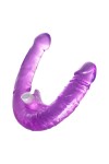 Фиолетовый двухсторонний фаллоимитатор с вибропулей - 35 см. фото 4 — pink-kiss