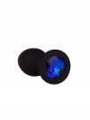 Чёрная анальная втулка с синим кристаллом - 7,3 см. фото 6 — pink-kiss