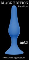 Синяя анальная пробка Slim Anal Plug Medium - 11,5 см. фото 2 — pink-kiss