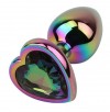 Радужная металлическая пробка Rainbow Heart Butt Plug - 7,1 см. фото 1 — pink-kiss