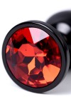 Черный анальный плаг с кристаллом красного цвета - 7,2 см. фото 8 — pink-kiss