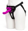 Лиловый страпон Rechargeable Vibrating Strap-On Harness Set - 17,6 см. фото 1 — pink-kiss
