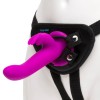 Лиловый страпон Rechargeable Vibrating Strap-On Harness Set - 17,6 см. фото 3 — pink-kiss