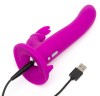 Лиловый страпон Rechargeable Vibrating Strap-On Harness Set - 17,6 см. фото 5 — pink-kiss