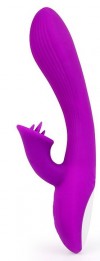 Фиолетовый рельефный вибратор-кролик QUEJOY - 25 см. фото 1 — pink-kiss