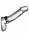 Черный узкий ремень-утяжка на пенис с металлическими кнопками фото 2 — pink-kiss
