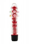 Прозрачно-красный вибратор с дополнительными пупырышками - 16,5 см. фото 1 — pink-kiss