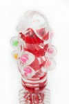 Прозрачно-красный вибратор с дополнительными пупырышками - 16,5 см. фото 2 — pink-kiss
