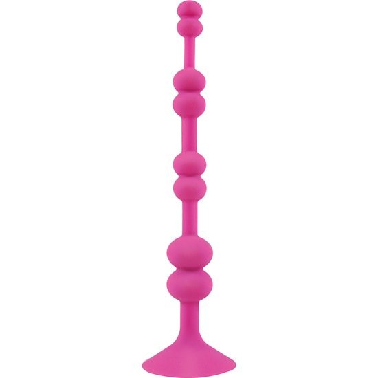 Розовая анальная цепочка с присоской PERLES DASPIRE - 22 см. фото 1 — pink-kiss