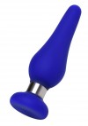 Синяя силиконовая анальная втулка с ограничителем - 11,5 см. фото 1 — pink-kiss