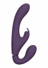 Фиолетовый безремневой вибрострапон Suki со стимулятором клитора - 22 см. фото 1 — pink-kiss