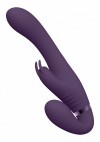 Фиолетовый безремневой вибрострапон Suki со стимулятором клитора - 22 см. фото 5 — pink-kiss