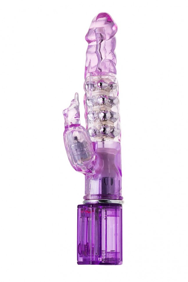 Фиолетовый хай-тек вибратор High-Tech fantasy с бусинами и отростком - 27,2 см. фото 1 — pink-kiss