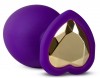 Фиолетовая анальная пробка Bling Plug Medium с золотистым стразом - 8,3 см. фото 3 — pink-kiss