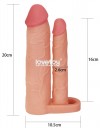 Телесная насадка для двойного проникновения Add 2 Pleasure X Tender Double Penis Sleeve - 20 см. фото 4 — pink-kiss