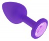 Фиолетовая силиконовая пробка с сиреневым кристаллом - 7,3 см. фото 2 — pink-kiss