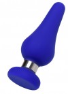Синяя силиконовая анальная втулка с ограничителем - 13 см. фото 1 — pink-kiss