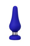 Синяя силиконовая анальная втулка с ограничителем - 13 см. фото 3 — pink-kiss