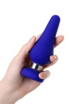 Синяя силиконовая анальная втулка с ограничителем - 13 см. фото 4 — pink-kiss