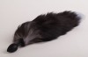 Силиконовая анальная пробка с длинным черным хвостом "Серебристая лиса" фото 1 — pink-kiss