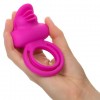 Ярко-розовое эрекционное кольцо Silicone Rechargeable Dual Clit Flicker фото 4 — pink-kiss