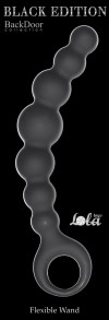 Чёрная упругая анальная цепочка Flexible Wand - 18 см. фото 3 — pink-kiss