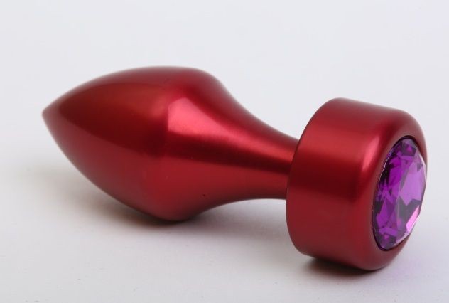 Красная анальная пробка с фиолетовым кристаллом - 7,8 см. фото 1 — pink-kiss