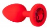 Красная анальная втулка с красным кристаллом - 7,3 см.  фото 1 — pink-kiss