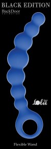 Синяя упругая анальная цепочка Flexible Wand - 18 см. фото 3 — pink-kiss