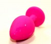 Розовая силиконовая коническая пробка с розовым стразом - 8,2 см. фото 2 — pink-kiss