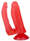 Малиновый гелевый анально-вагинальный фаллоимитатор на присоске - 14 см. фото 1 — pink-kiss