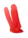 Малиновый гелевый анально-вагинальный фаллоимитатор на присоске - 14 см. фото 2 — pink-kiss
