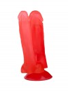 Малиновый гелевый анально-вагинальный фаллоимитатор на присоске - 14 см. фото 3 — pink-kiss