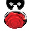 Серебристая анальная пробка с розой Red Rose Butt Plug - 8 см. фото 3 — pink-kiss